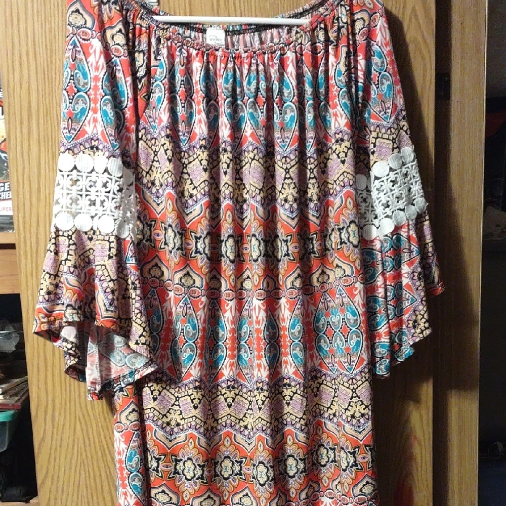WinWin Vibrant Patterned Blouse - Red, Blue, Purple